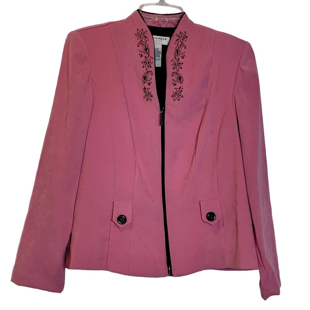 EUC Vintage Sag Harbor Zip Front Embroidered Embellished Jacket Ladies Size 8